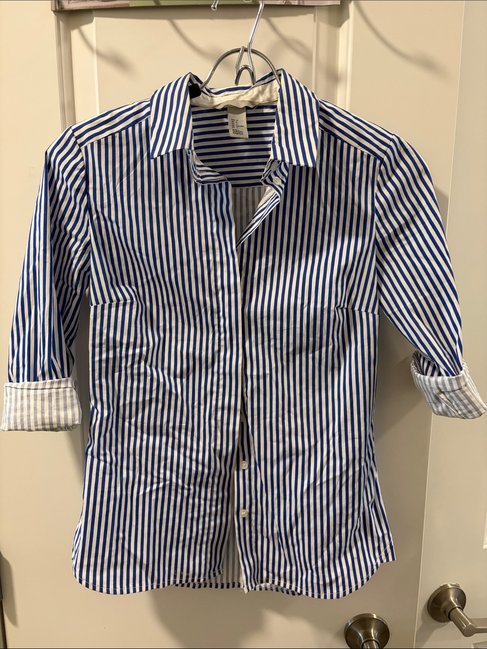 H&M Blue and White Striped Button-Down Shirt